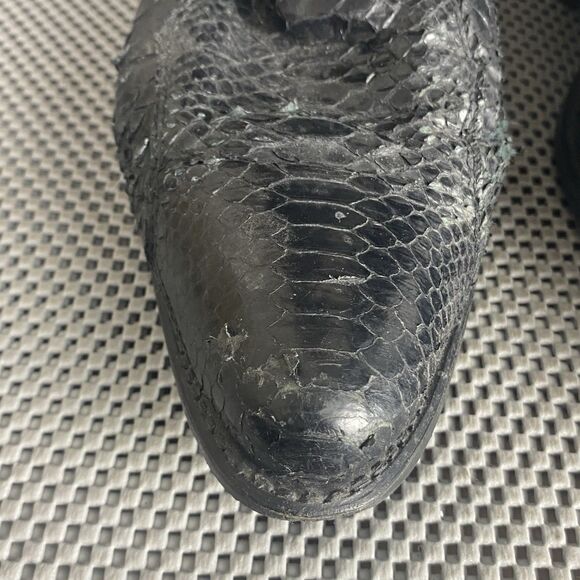 Acme Cowboy Boots Mens 11 D Black Block Heel Embroidered Western Pull On Boots - Picture 10 of 16